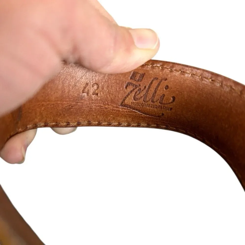 ZELLI ITALY Genuine Suede Belt Men’s 42 Brown Handmade Luxury